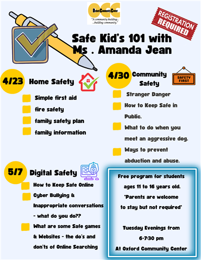 Safe Kids 101 flyer